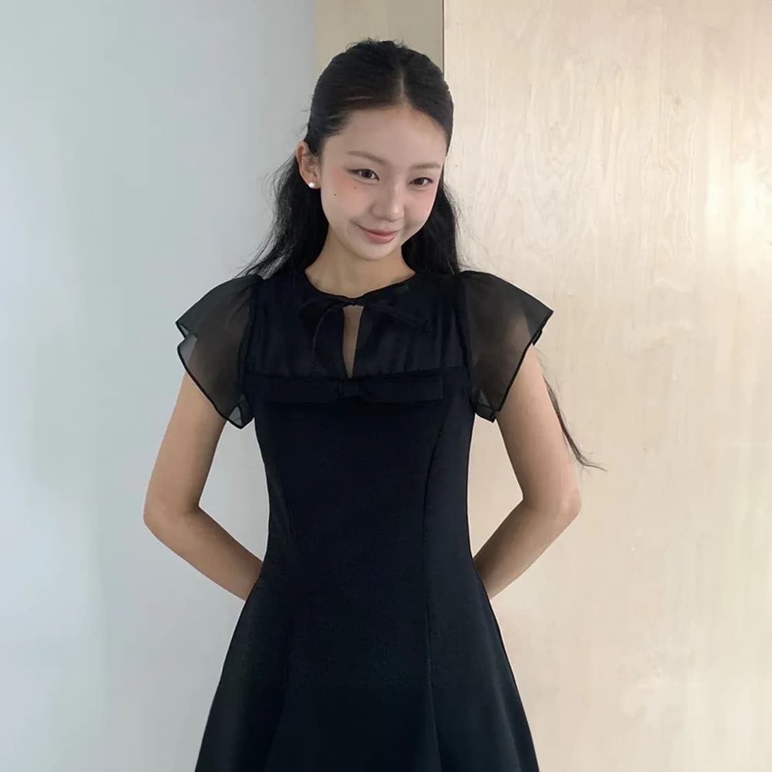 가니송 블랙 원피스 상품이미지1