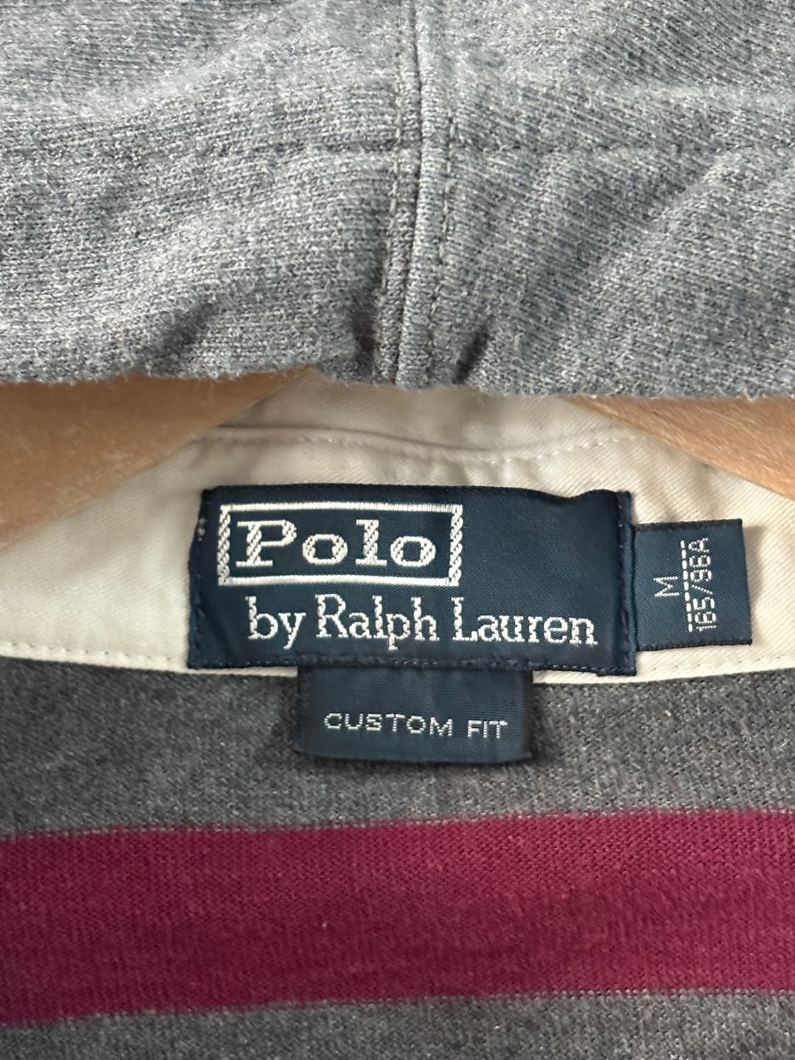 Polo 폴로 랄프로렌 차콜버건디 단가라패턴 럭비 후드 셔츠 상품이미지5