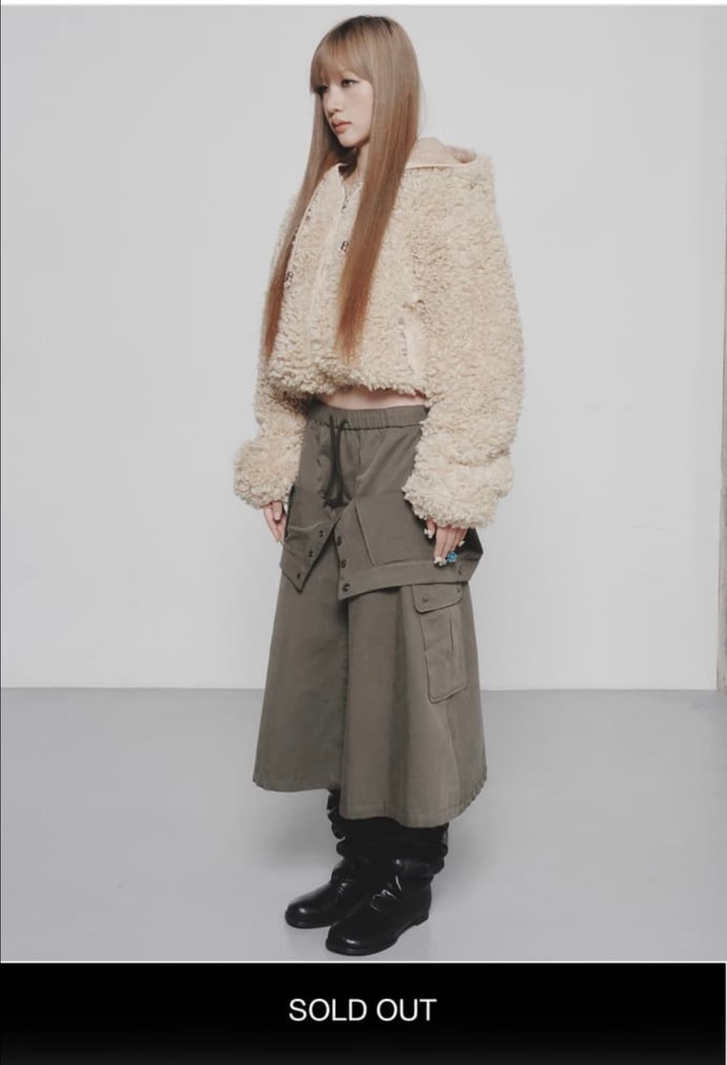 다이닛 더블레이어드 스커트 카키 상품이미지2