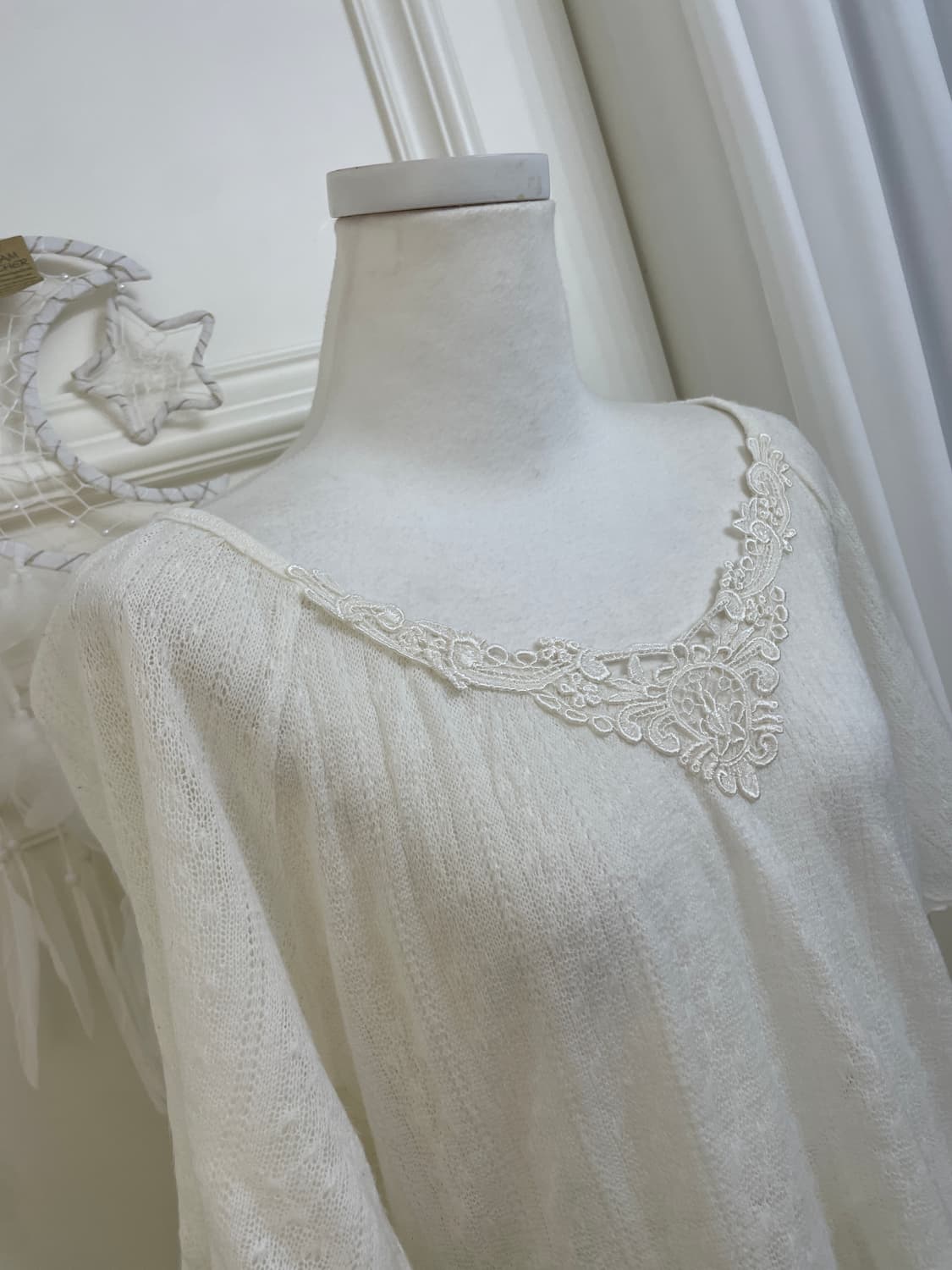 ivory lace point mori knit top(size-L) 상품이미지8