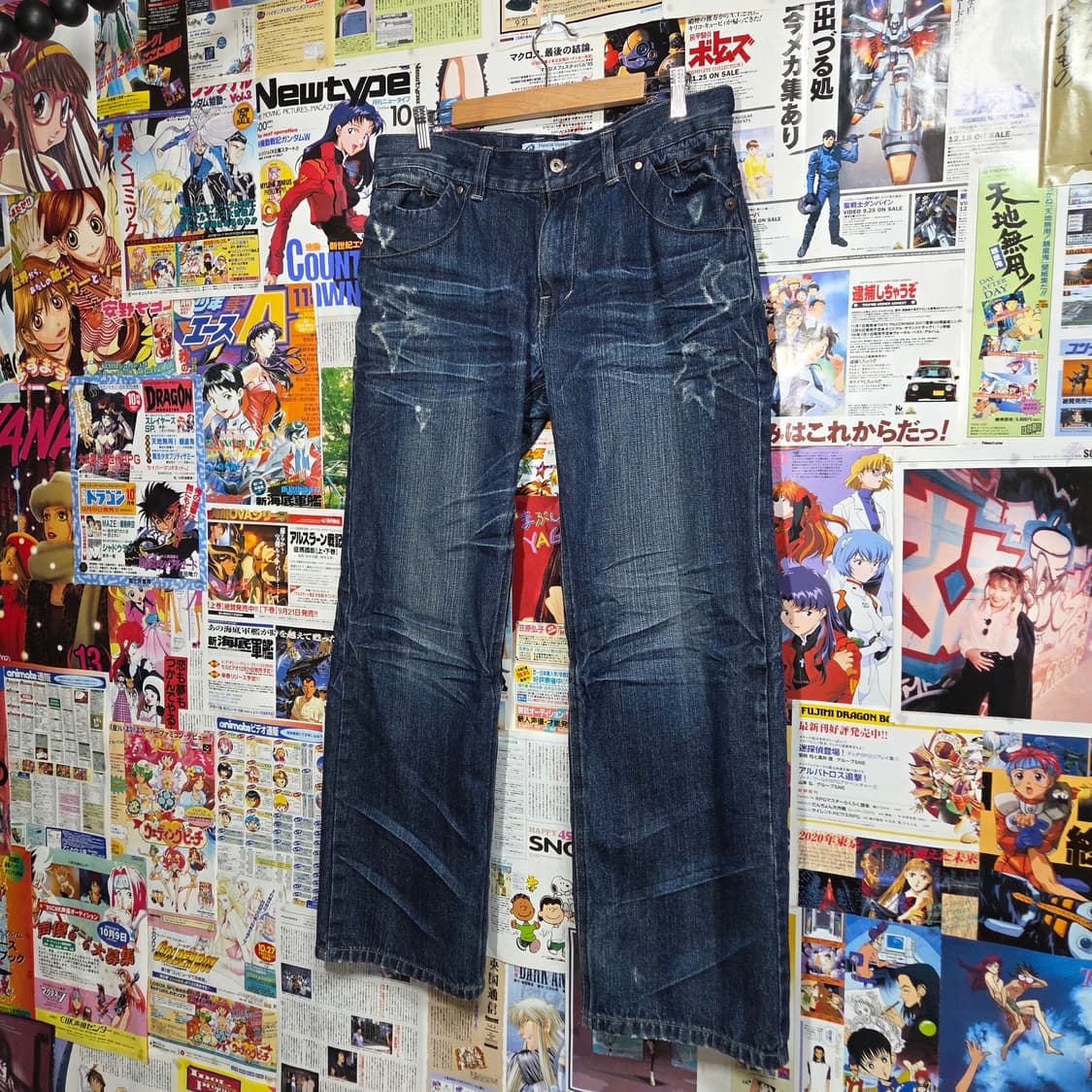 빈티지 진청 리벳 스터드 워싱 데님 팬츠 상품이미지6