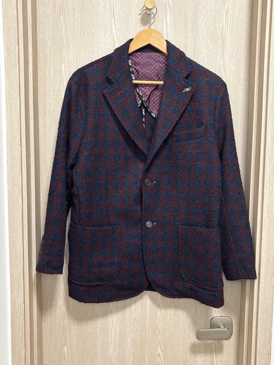 이태리BOB 울 트위드 핸드메이드 블레이저95~100/버건디 상품이미지1