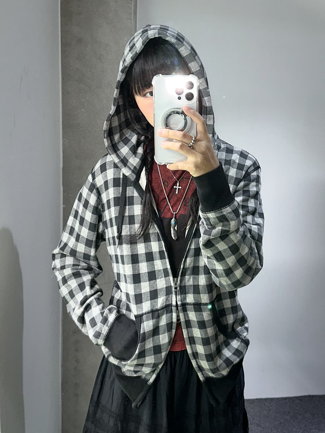 check 2way zip hoody 상품이미지4