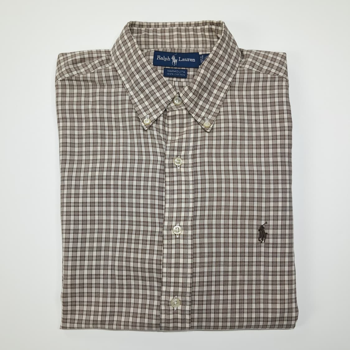 CL597 2XL 폴로 90s 홍콩판 태터솔체크 브라운 셔츠 남방 상품이미지8