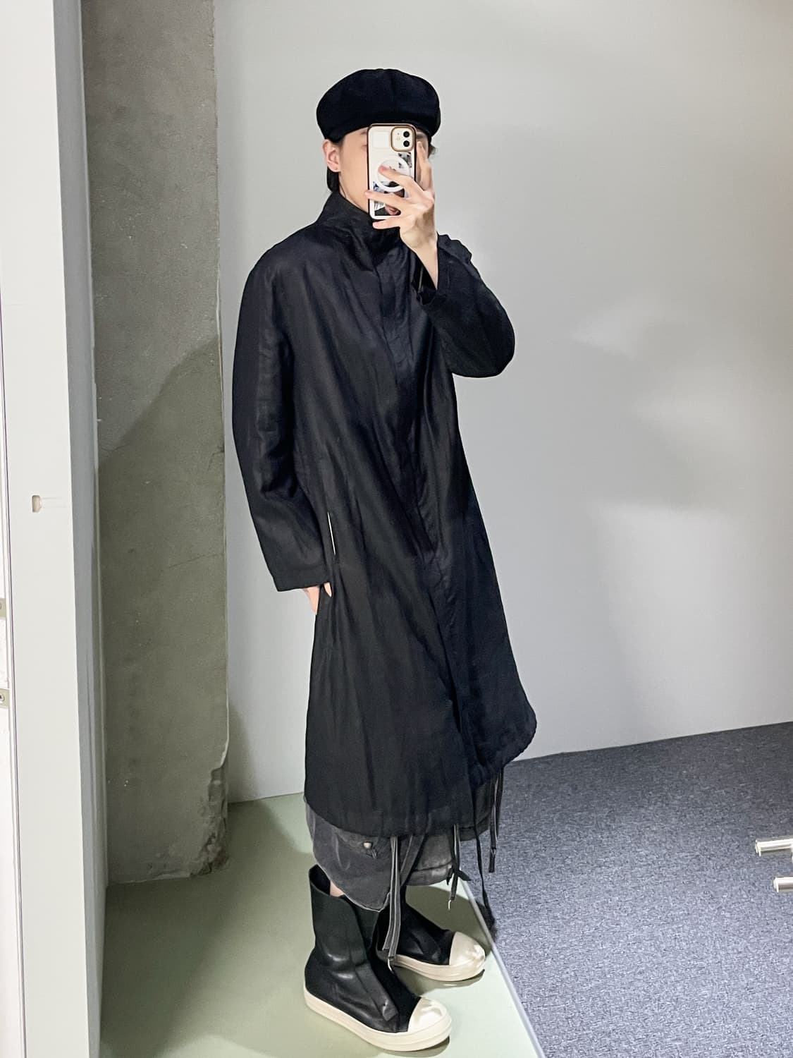 DKNY 블랙 리넨 롱 집업 자켓 상품이미지1