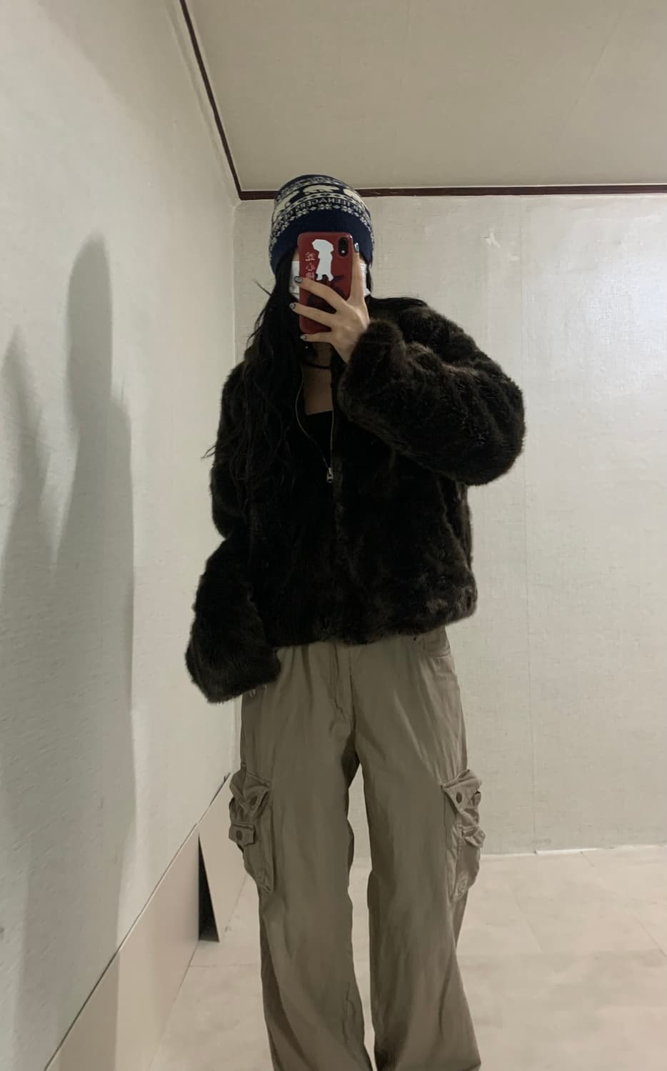 brown fur zip-up jacket 상품이미지1