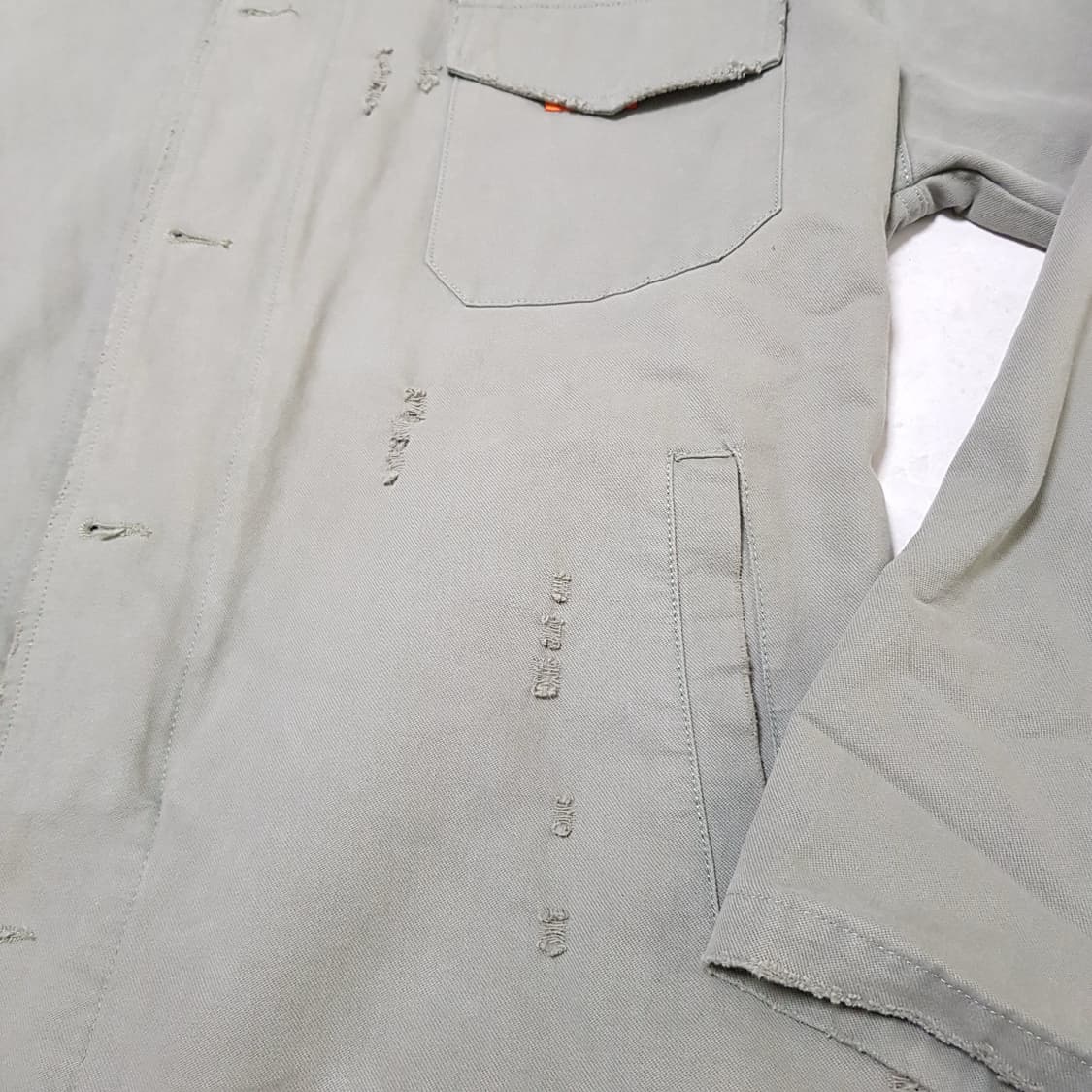 MDNS 워크 자켓 카키색 워싱 데미지 상품이미지4