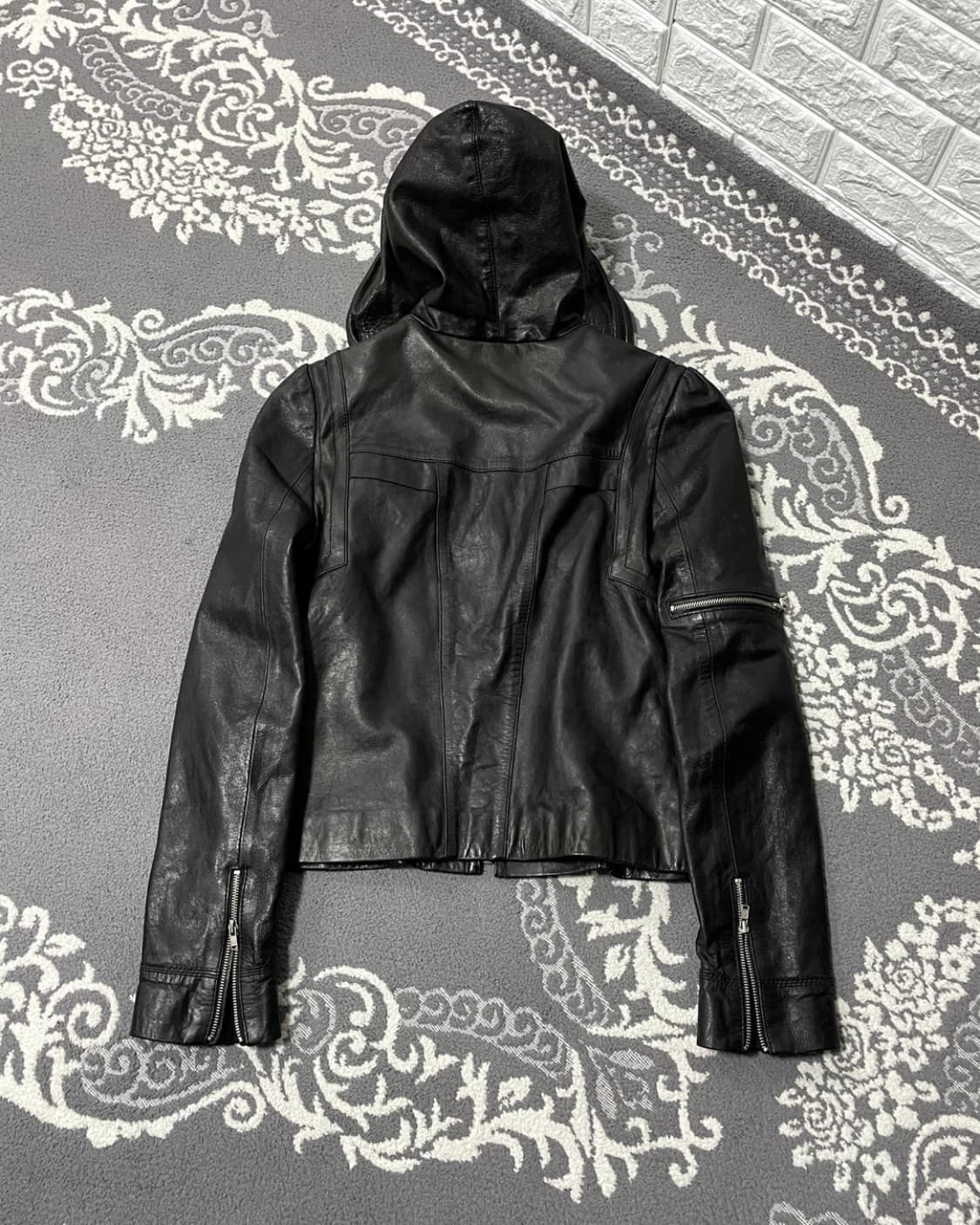 Italian Wizard Hooded Leather Jacket 상품이미지4