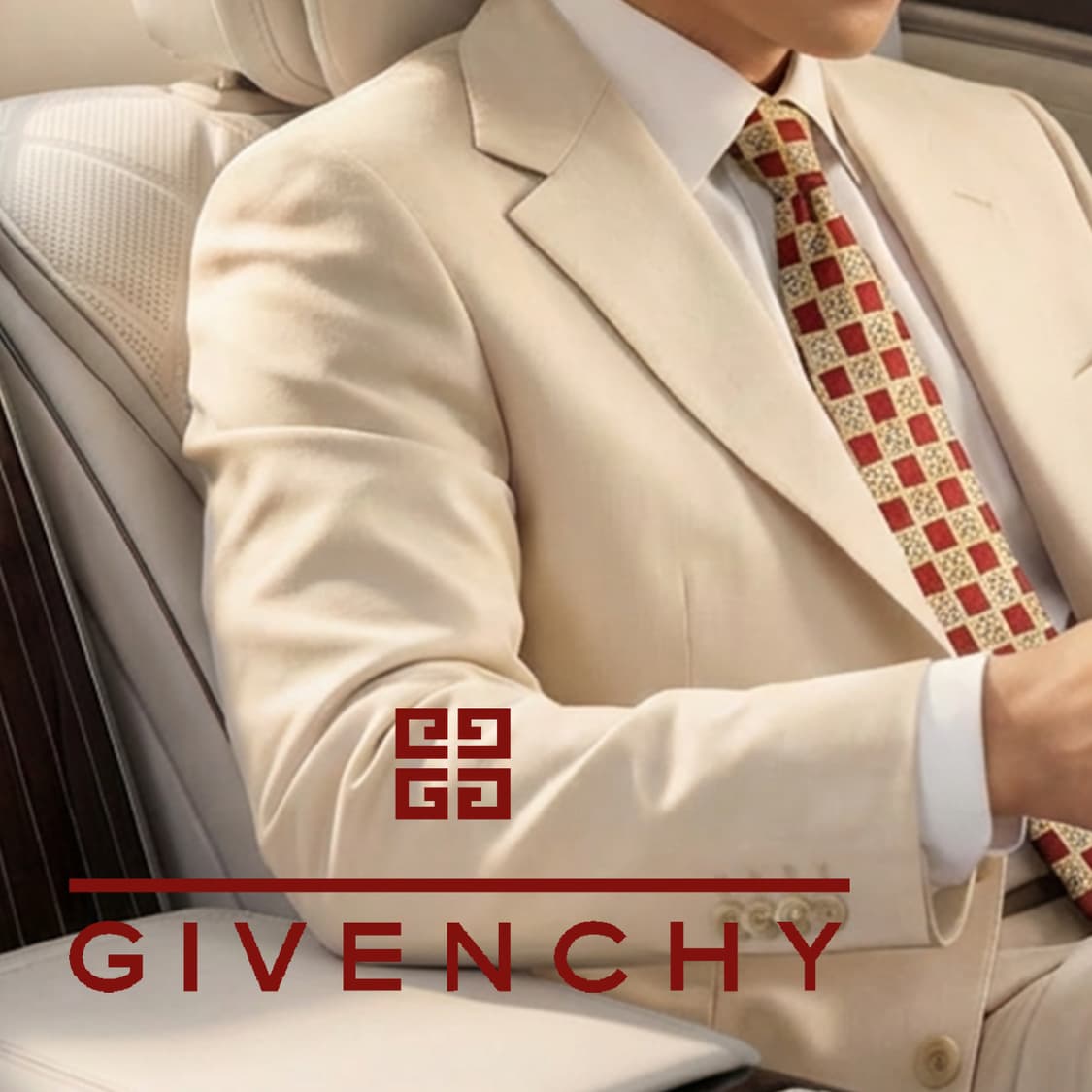 지방시 실크 베이지 체크 패턴 넥타이 9.8cm A+등급 K2429 상품이미지1