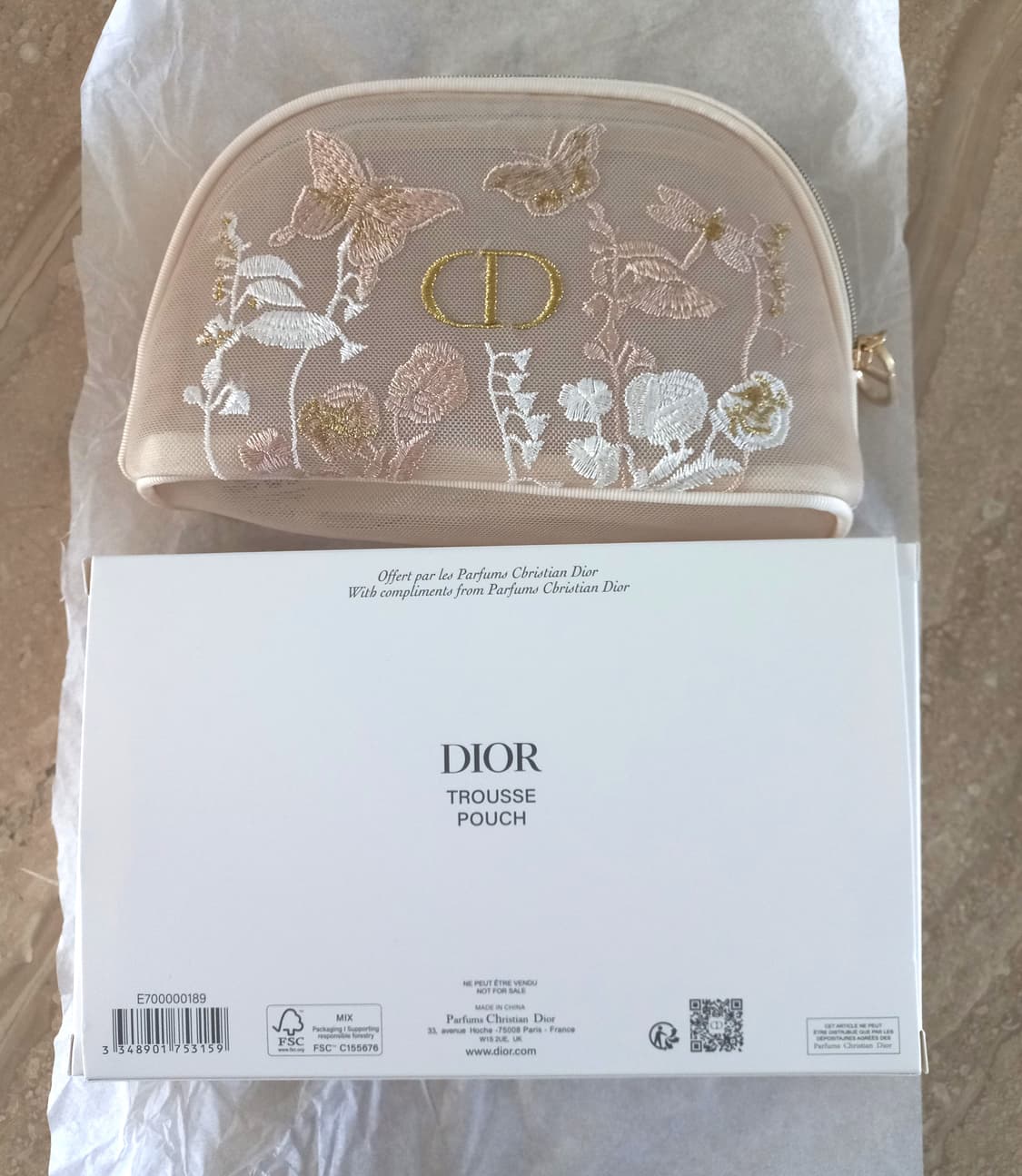 디올 Dior 핑크 메쉬 자수 파우치 (새제품) 상품이미지7
