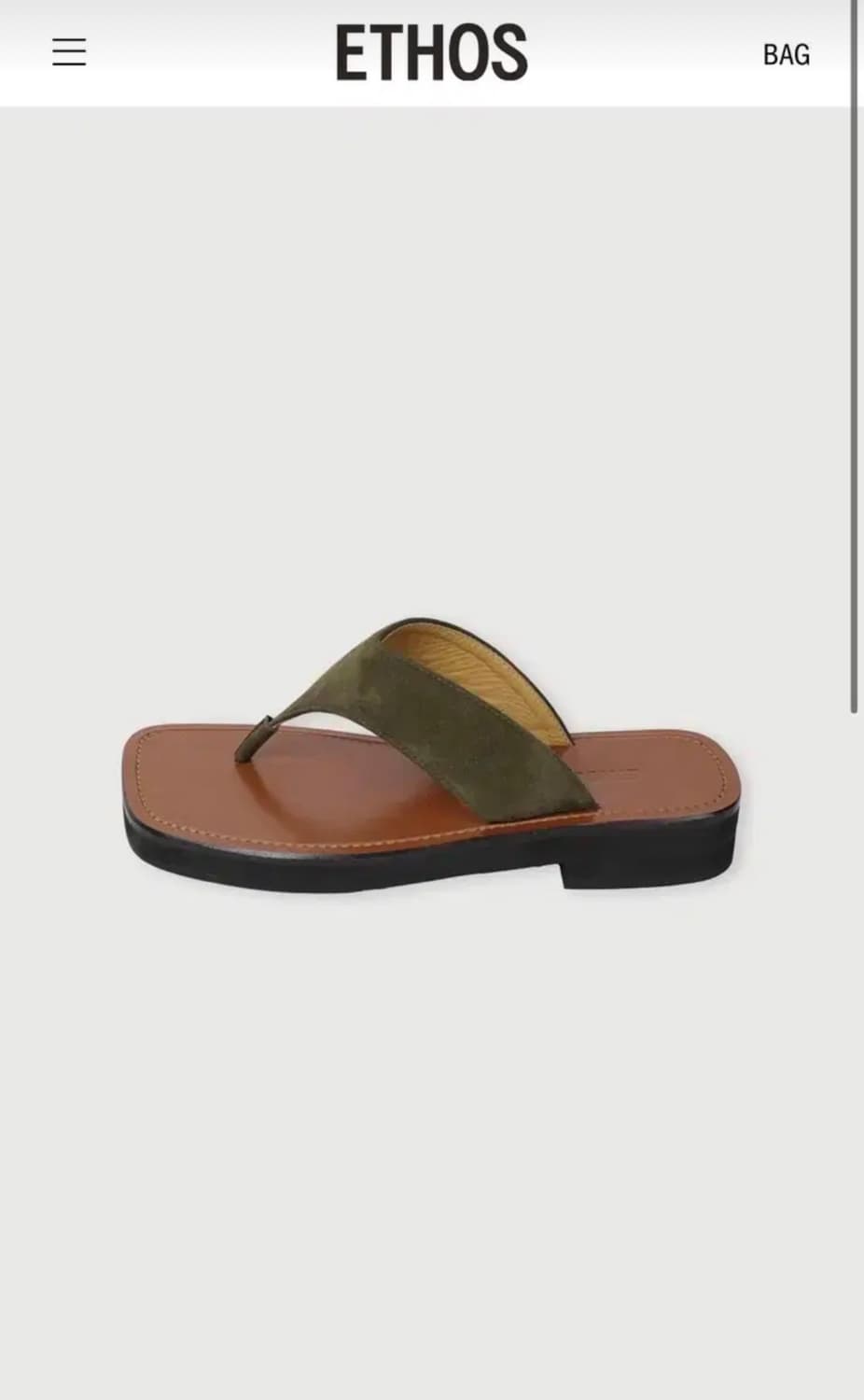 Ethos 에토스 카키 스웨이드 플리플랍 상품이미지1