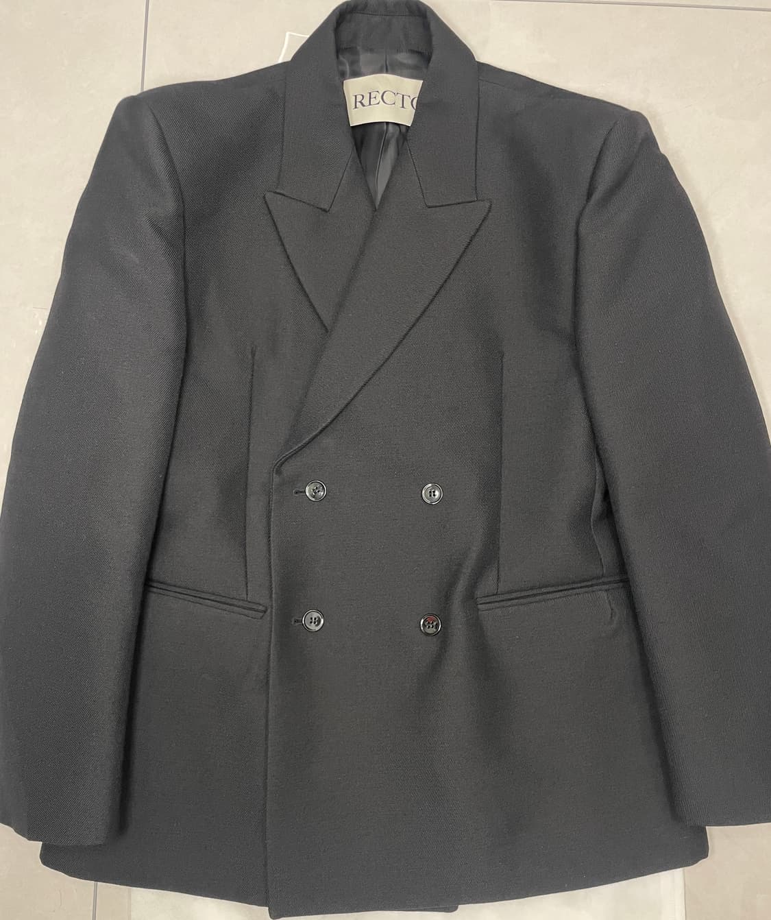 렉토 70s 아워글래스 실루엣 버진 울 테일러 자켓 블랙 상품이미지2