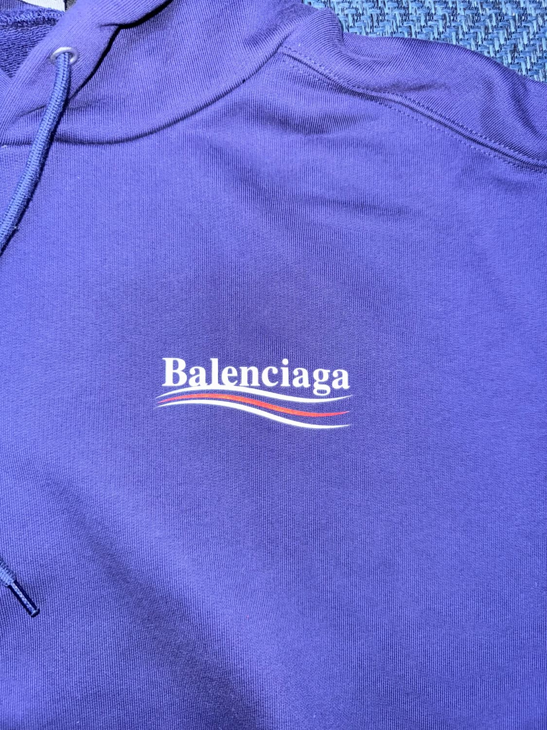 발렌시아가 웨이브로고 후드 블루 상품이미지2