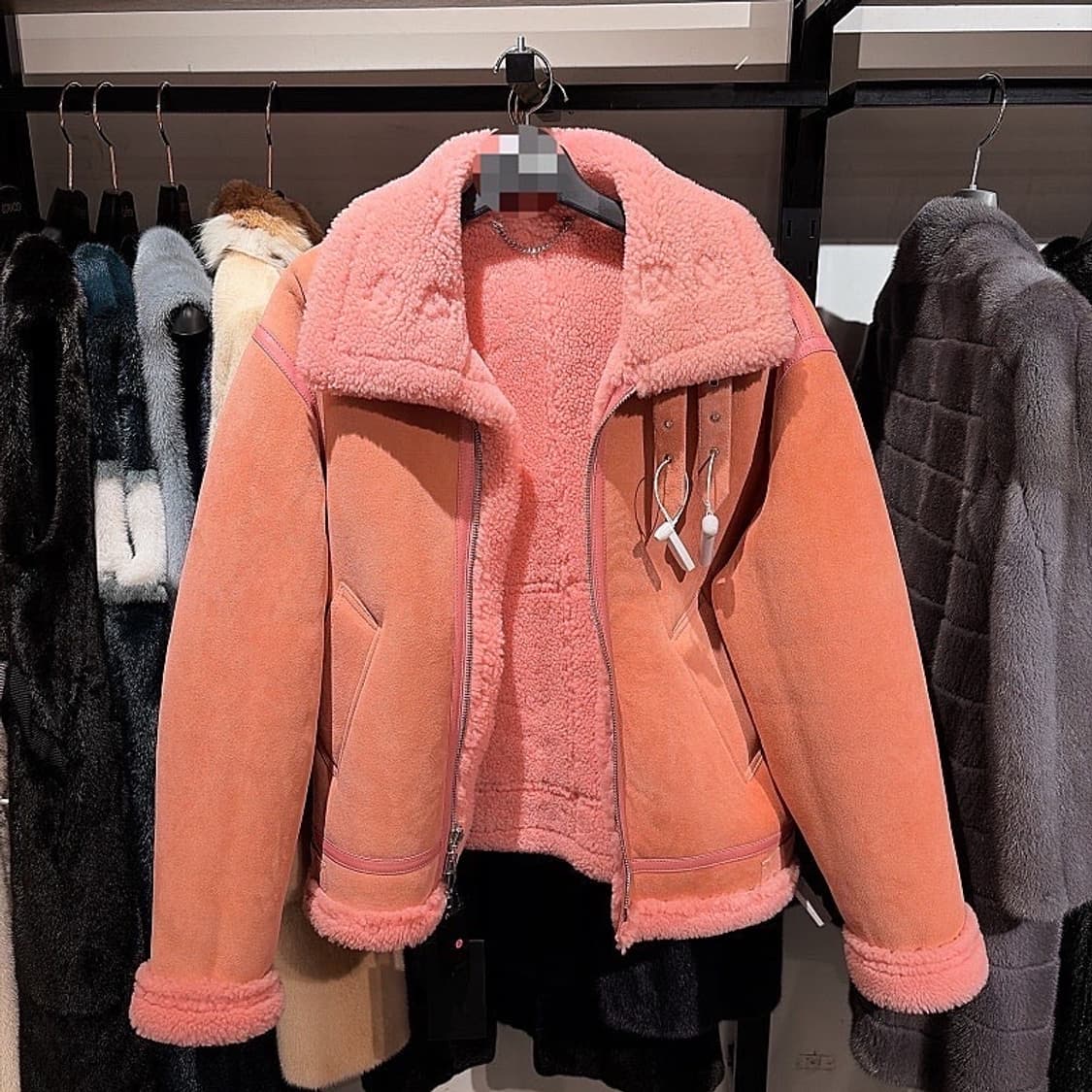 (정품/새상품) 베트멍 유니섹스 연핑크 양가죽 양털 리버시블 무스탕 자켓 상품이미지1