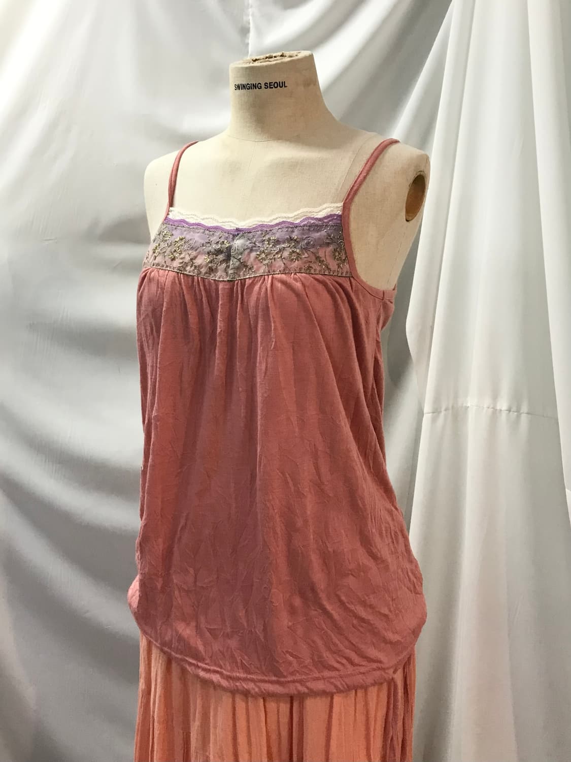 잔꽃 하구미 모리걸 레이스 레이어드 롱스커트 코디 상품이미지2