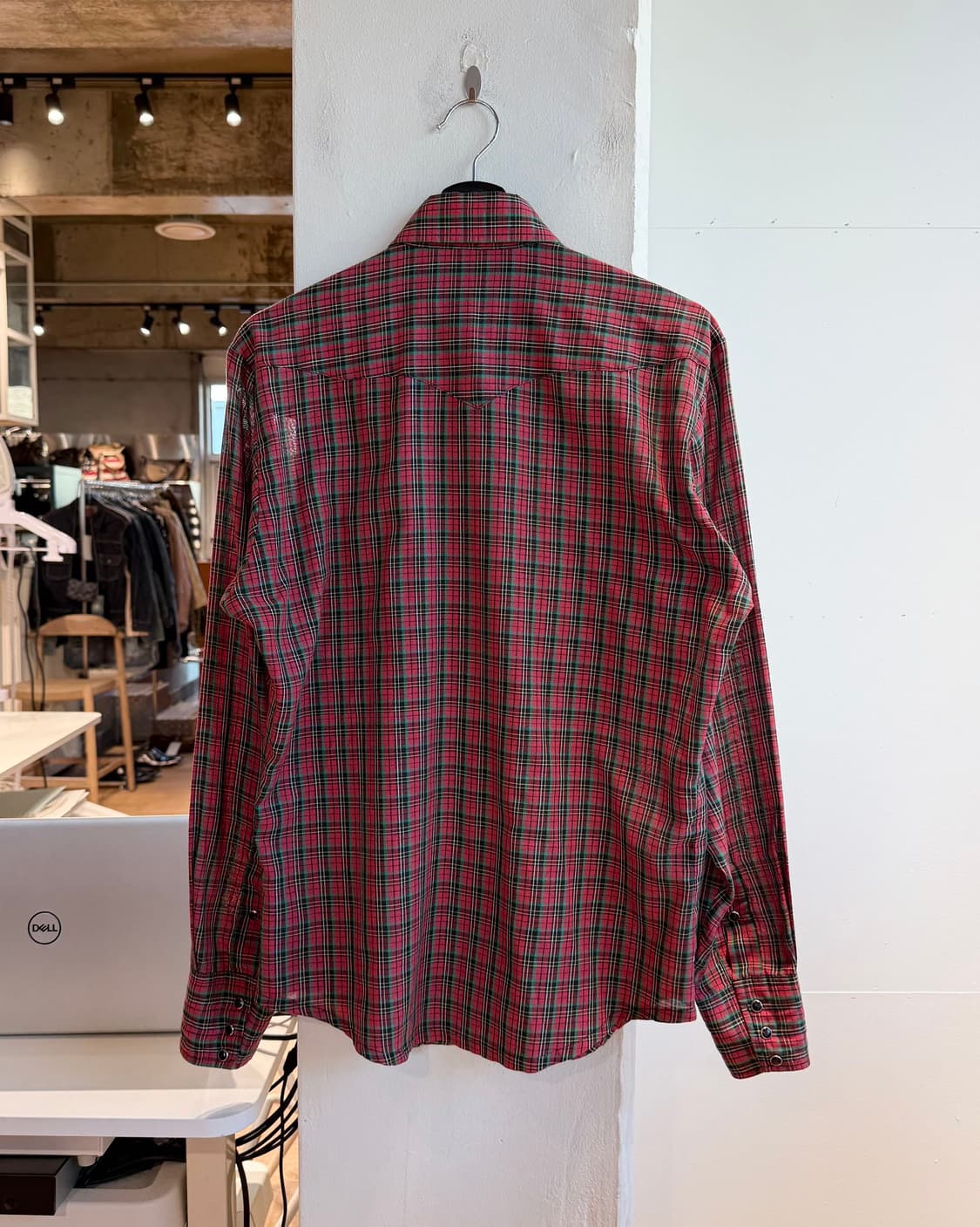 팬핸들 슬림 레드 체크 웨스턴 셔츠  상품이미지7