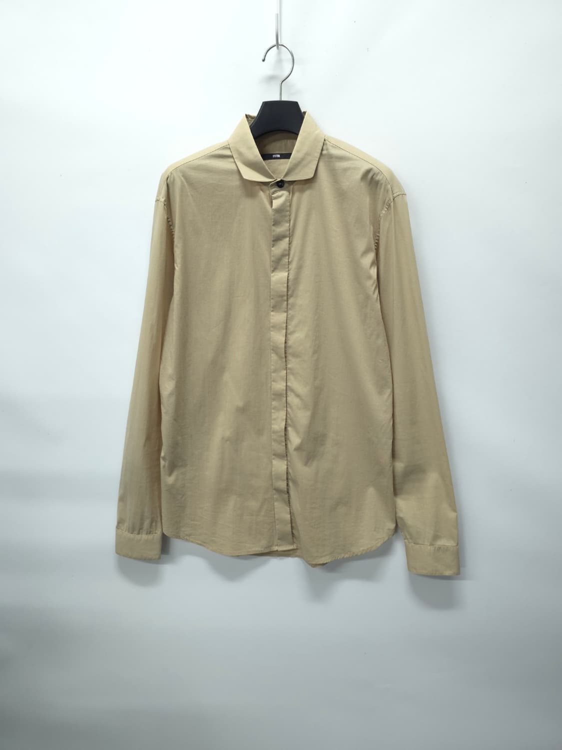 ​시스템 여성 베이지 히든 버튼 아주얇은 코튼 셔츠(66~66반) 상품이미지1