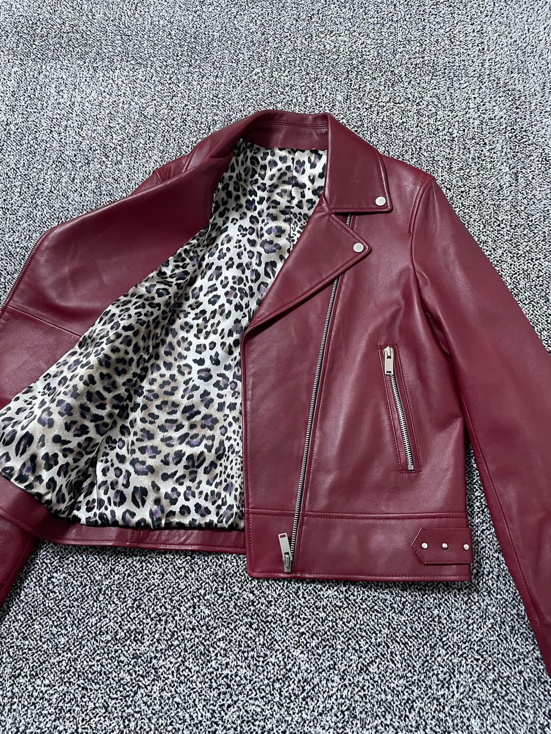 빈티지9. GGPX 양가죽 레드 레더 가죽자켓 안감 호피 상품이미지3