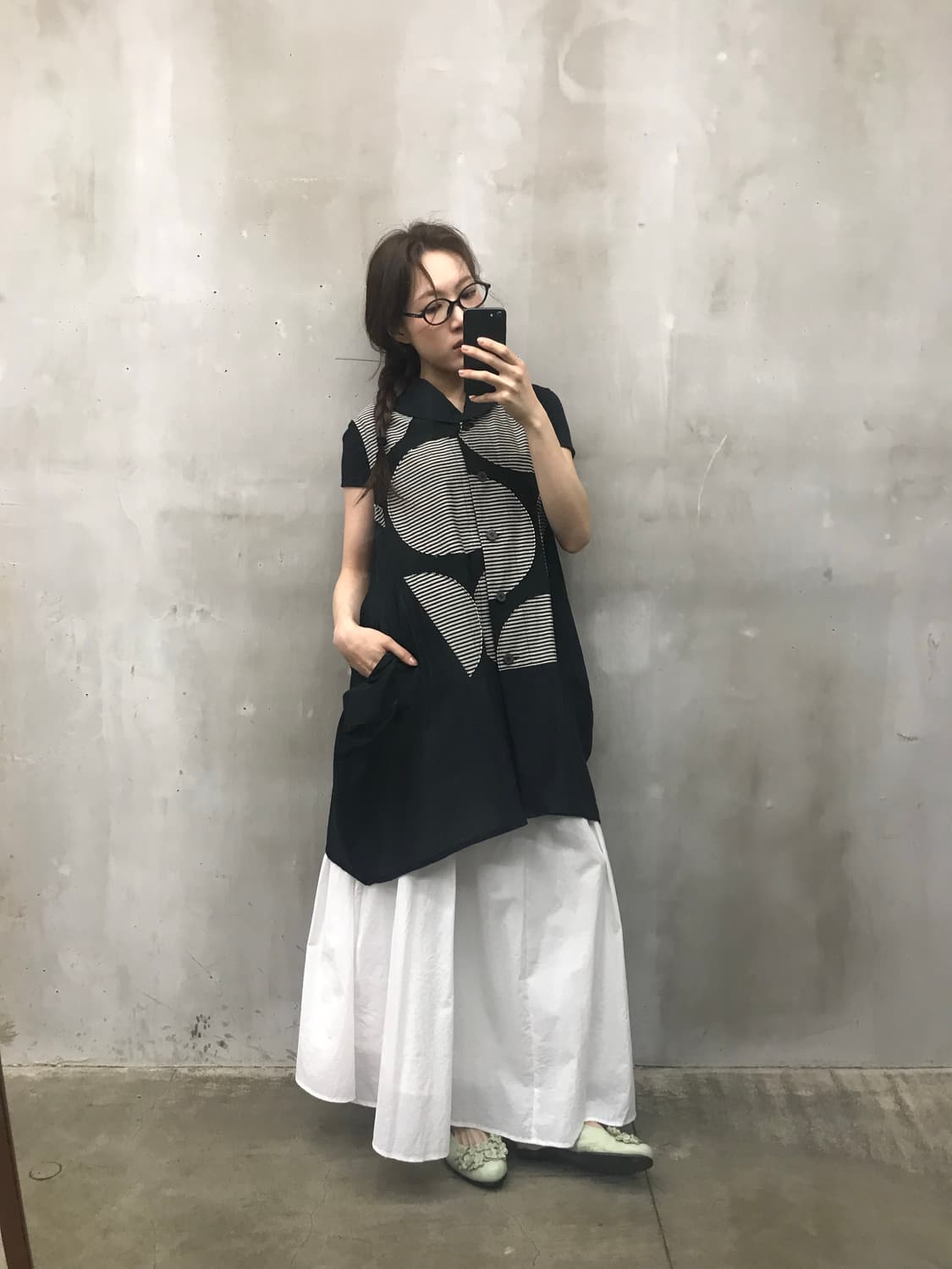 Patterned ballon long vest 상품이미지1