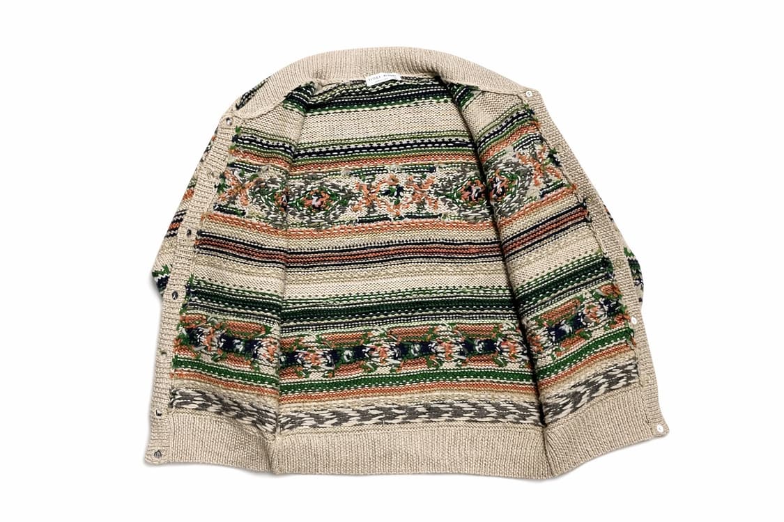 JPN 일본 빈티지 노르딕 페어아일 보헤미안 패턴 가디건 니트 스웨터 상품이미지3