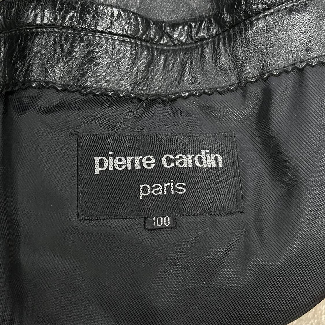 [정품/100] 피에르 가르뎅 블랙 레더 카코트 가죽 자켓 b10  상품이미지5