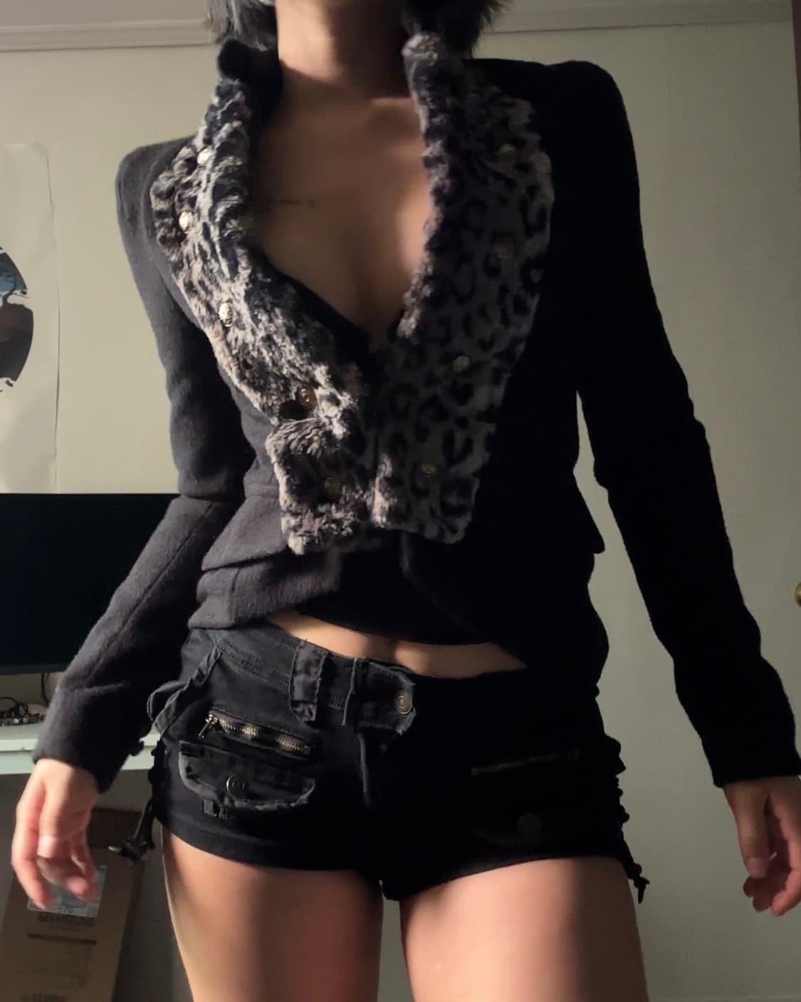 레오파드 포인트 퍼 자켓 상품이미지4
