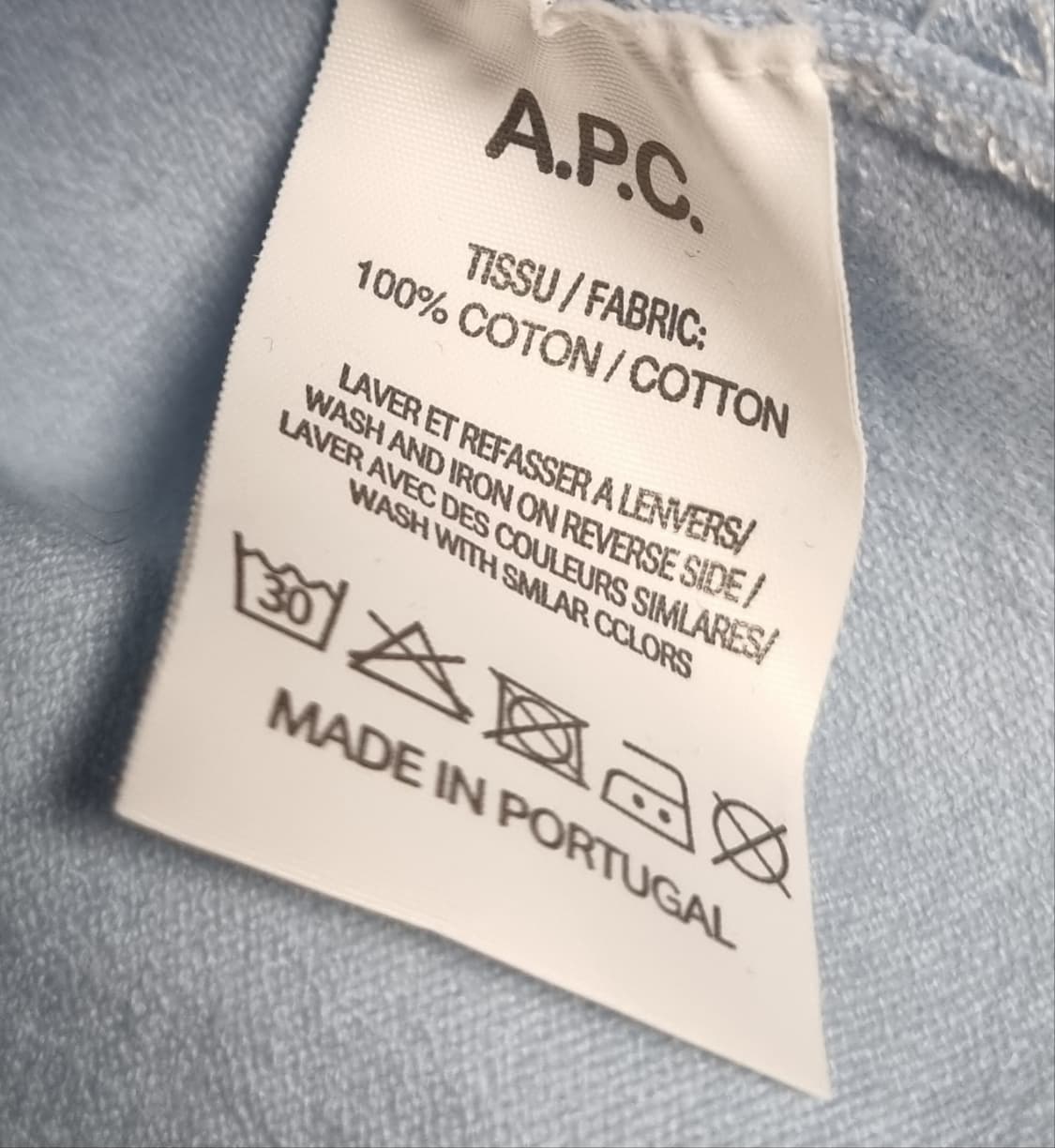 S ) APC 아페쎄 스카이블루 코튼 반팔 니트가디건 상품이미지4