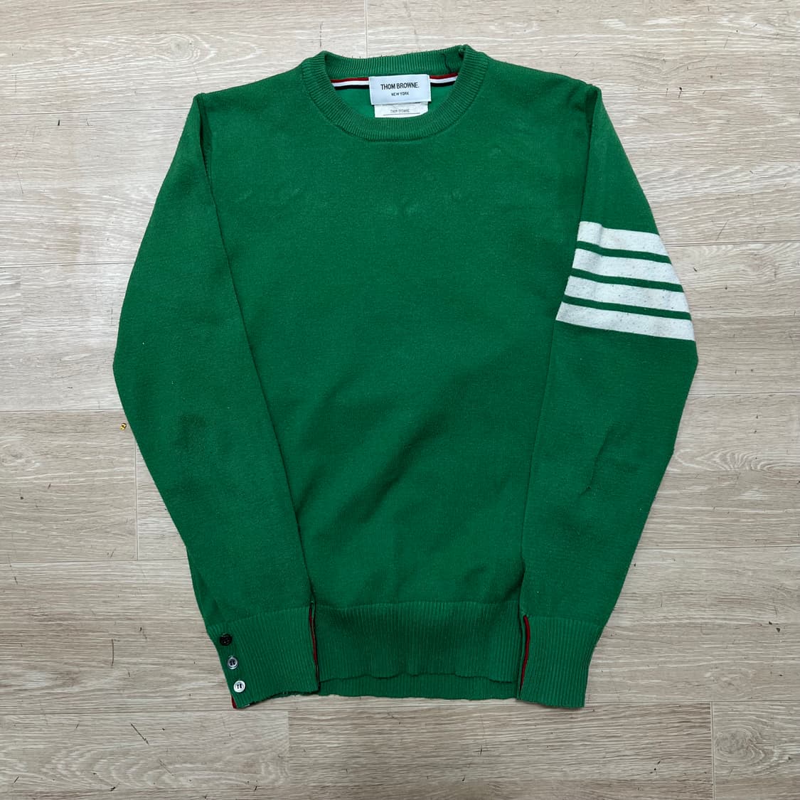 톰브라운 사선 완장 라운드 니트 스웨터 [그린] 2사이즈 상품이미지1