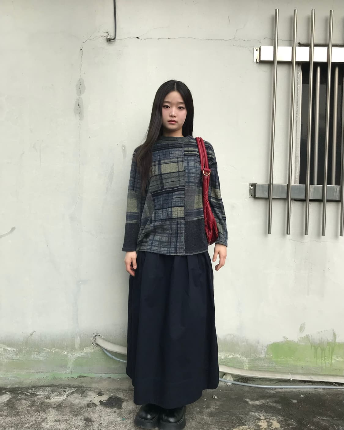 네이비 플리츠 롱 스커트  상품이미지2