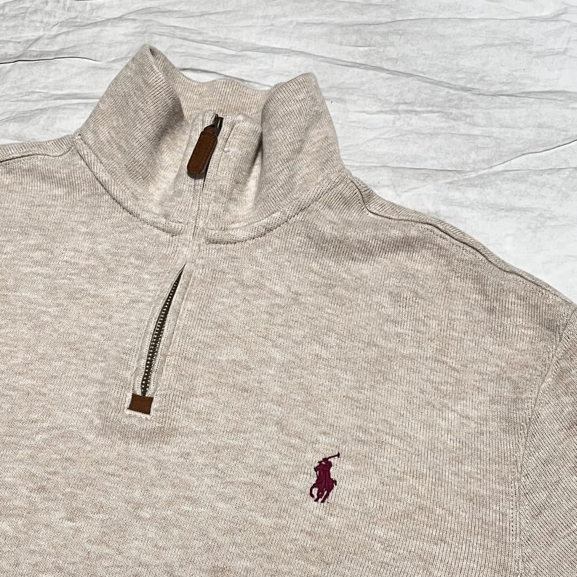 M 폴로랄프로렌 코튼 반집업 니트 베이지 상품이미지1
