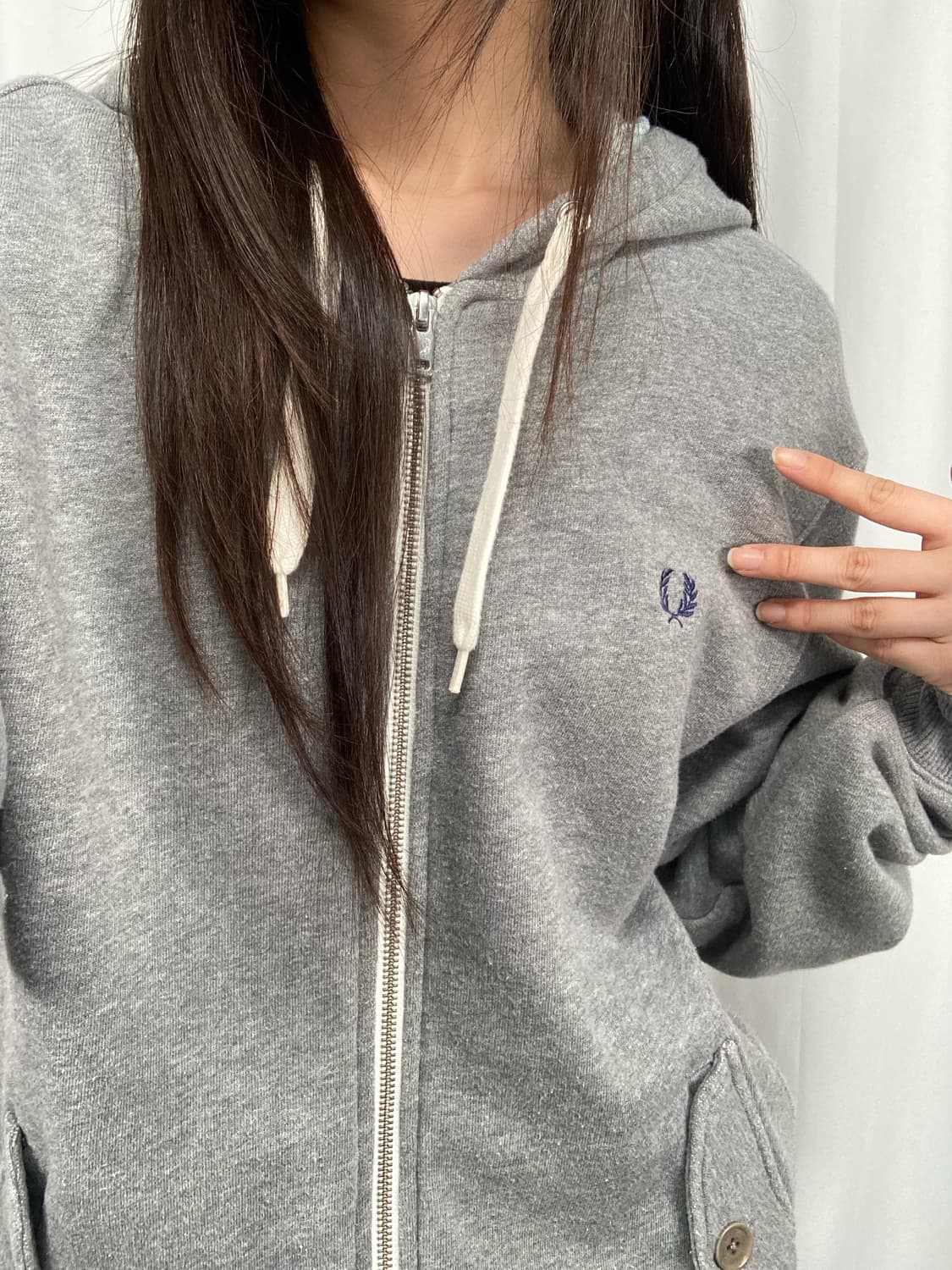 프레드페리 그레이 후드집업 상품이미지1