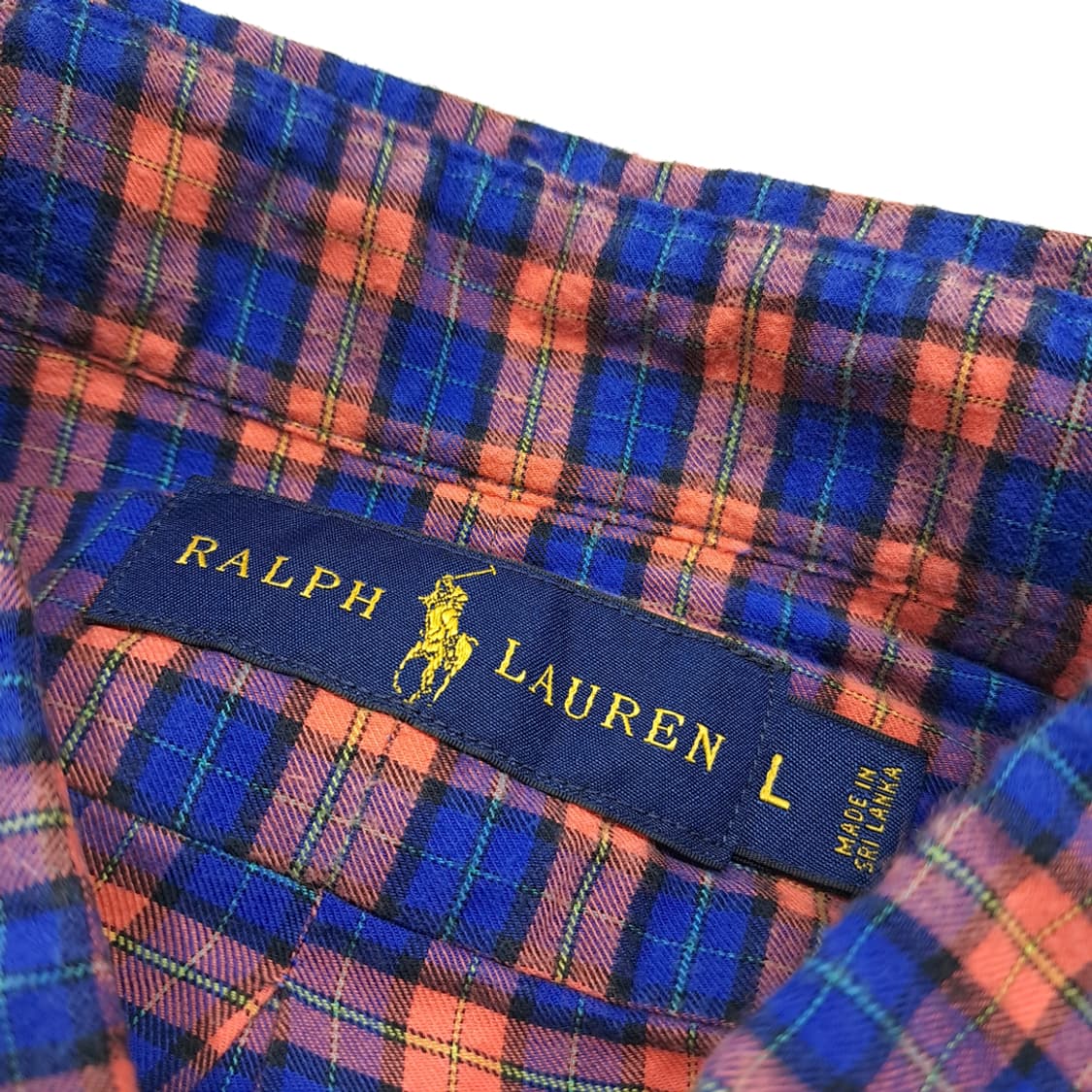 CK020 L 폴로 00s 오렌지네이비 모던 타탄체크 셔츠 남방 상품이미지3