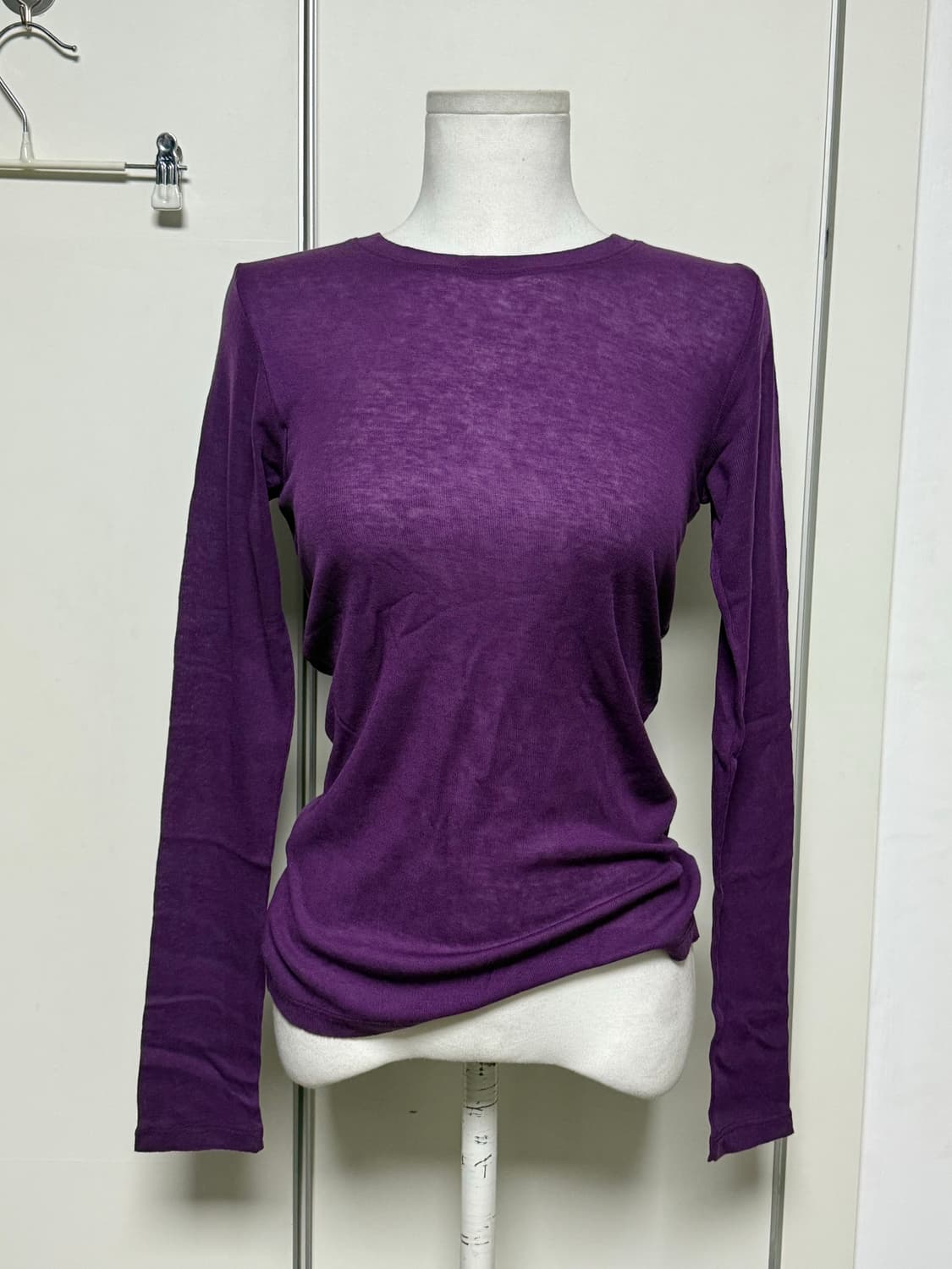 울 슬림 티셔츠 퍼플  상품이미지1