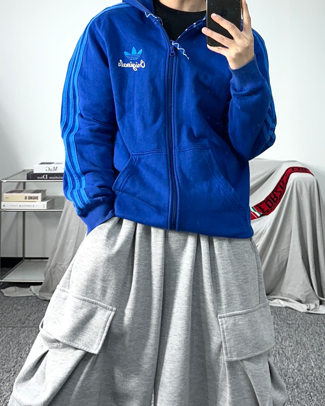 아디다스 오리지널 블루 후드집업 L 상품이미지3