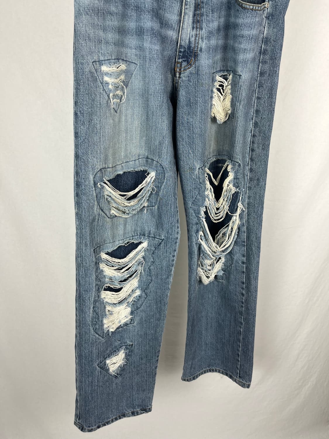 Vintage 데미지 연청 와이드핏 데님팬츠  상품이미지4