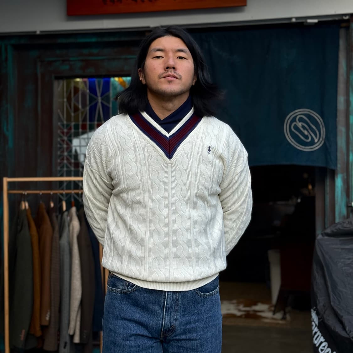 90‘s 폴로 랄프로렌 크리켓 울 스웨터 XL 상품이미지7