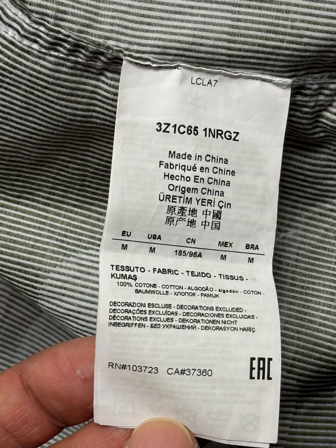 아르마니 스트라이프 셔츠 M 상품이미지4