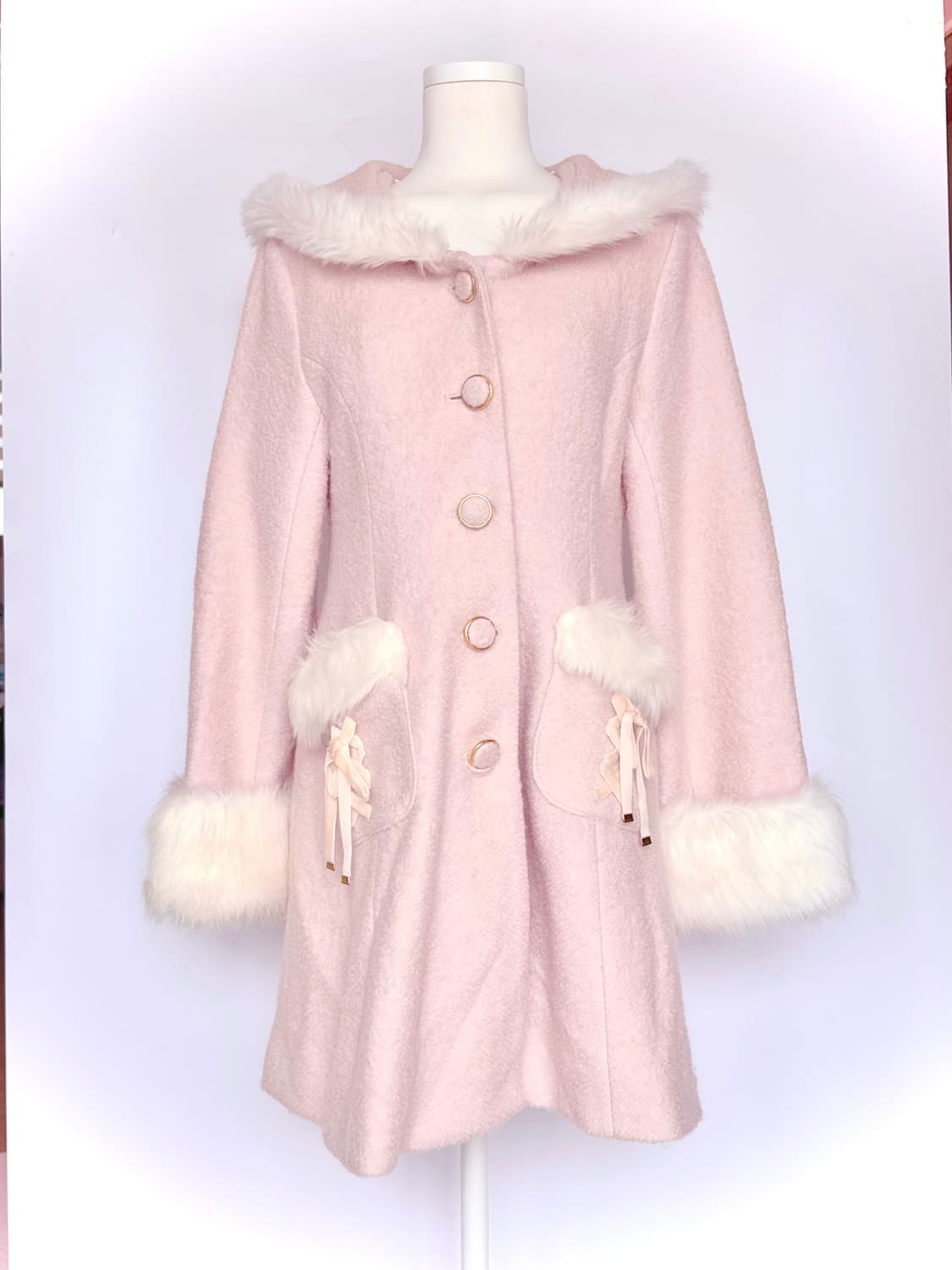 히메갸루 리즈리사 핑크 세일러 퍼 트리밍코트 로리타 양산형 상품이미지1