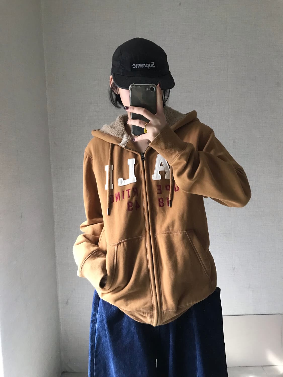 후아유 카멜 브라운 퍼 후드집업 상품이미지5