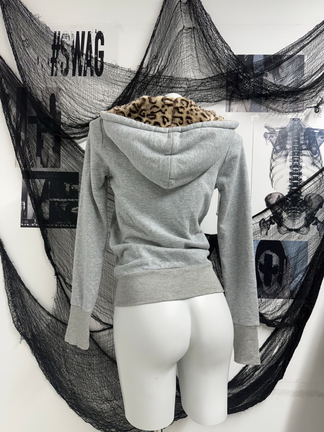 Leopard fur twoway hood zip up 상품이미지3