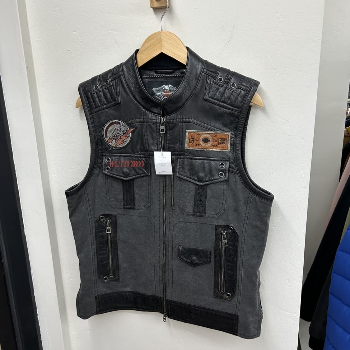 15993 - 할리데이비슨 레더 패치 바이크 조끼 상품이미지2