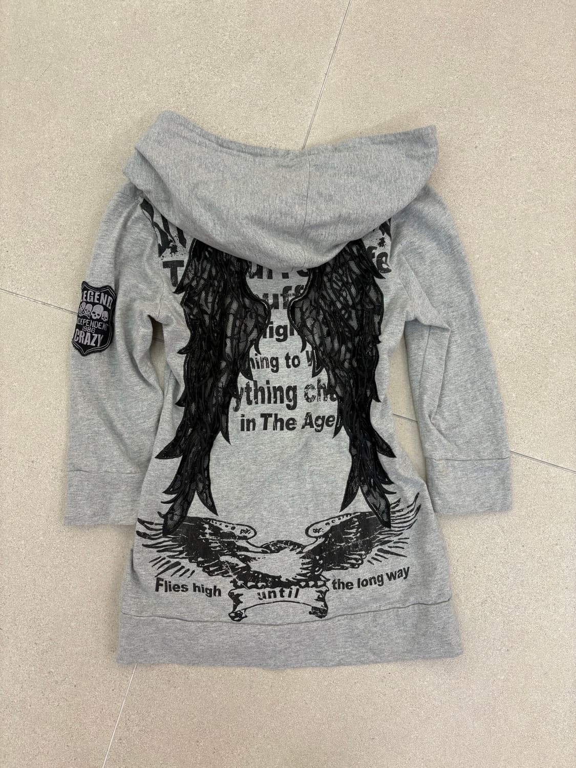 시스루 윙 그레이 후드집업 상품이미지1