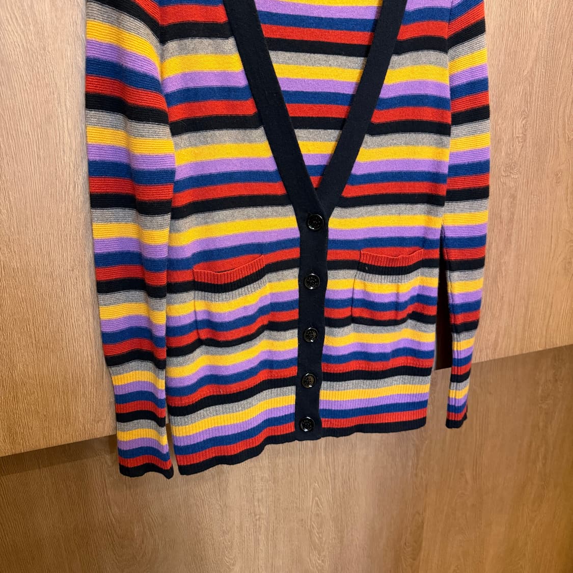 소니아 리키엘 브이넥 롱슬리브 가디건 스트라이프 패턴 디테일 레인보우 상품이미지4