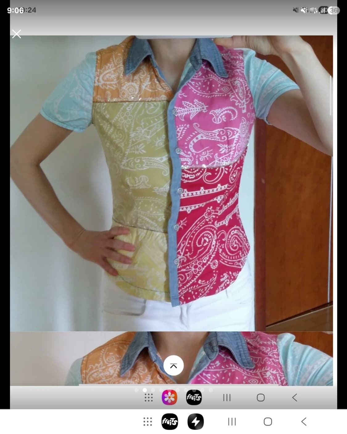 오일릴리  패치워크 스팽글 셔츠 상품이미지2