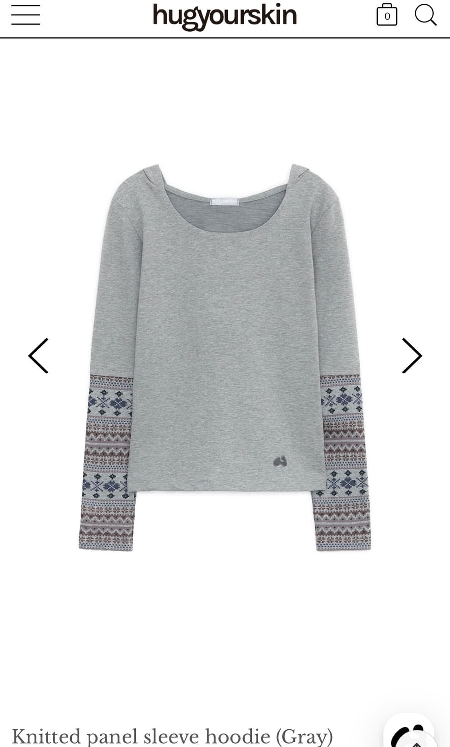 허그유어스킨) Knitted Panel Sleeve Hoodie GR F 상품이미지1