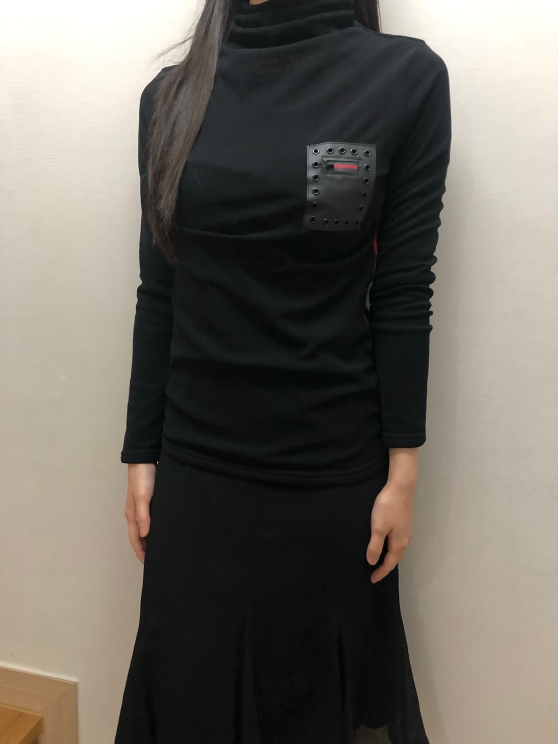 빈티지 블랙 펑크 하이넥 탑 상품이미지4