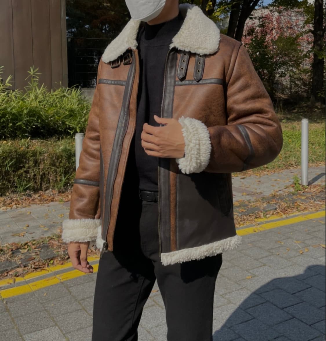 타미 힐피거 페이크 레더 무스탕 브라운 상품이미지7