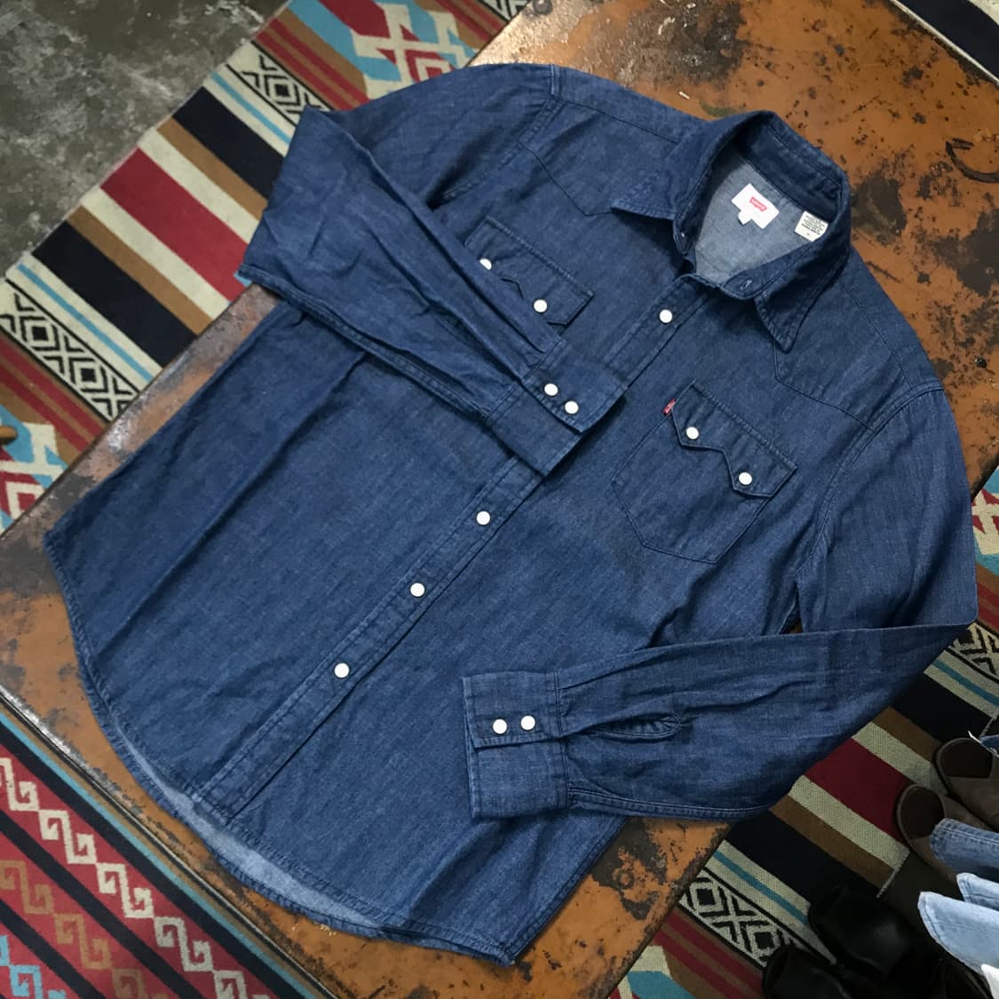 리바이스 워시드 진청 데님 웨스턴 셔츠 남성 102 여성 프리사이즈 상품이미지2