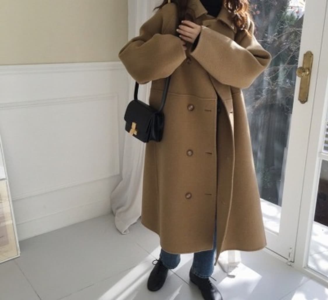 울100 카멜 더블코트 상품이미지3