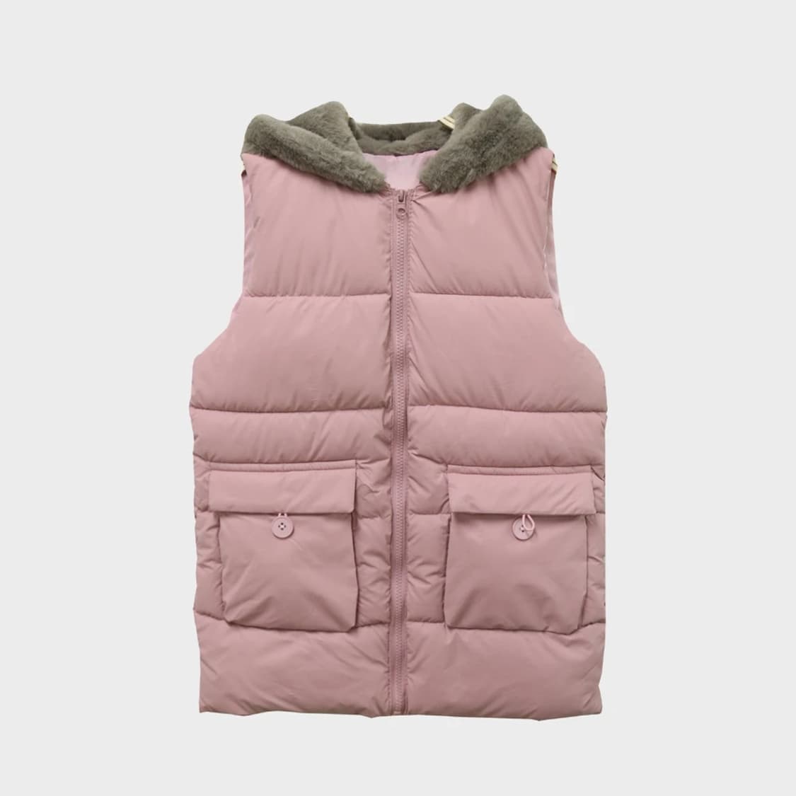 딸기우유 퍼 후드 포인트 패딩 베스트 62232 상품이미지2